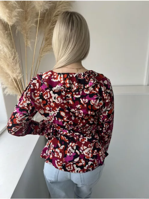 Second Femeal (S) Fekete Színes Mintás, Átlapolt Oldalt Megkötős Felső