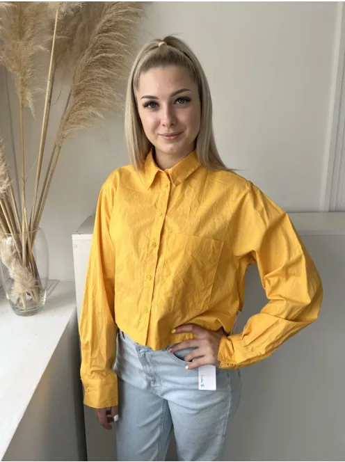Primark (M) Napsárga Elől Végig Gombos, Galléros Mellnél Zsebes, 100% Pamut Felső