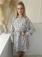 ÚJTopShop (M) Fehér Fekete Csillagmintás, Hátul Cipzáros Fodros, Hátul Nyakban Megkötős, Nyitott Hátú Ruha