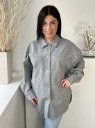 Primark (L) Szürke Elől Végig Patentos, Mellnél Zsebes Galléros, Kerekített Aljú Kabát