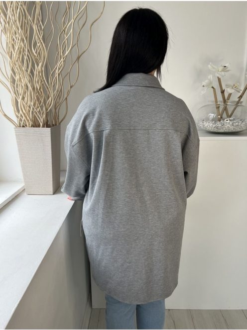 Primark (L) Szürke Elől Végig Patentos, Mellnél Zsebes Galléros, Kerekített Aljú Kabát