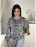   Jacqueline De Young (M) Fekete Fehér Sűrű Mintás, Kerek Nyakú Buggyos Ujjú, Gumis Ujjvégű Felső