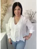   M&S (L) Fehér Vállán Csipkebetétes, Galléros Elől Díszhajtásos, Oldalt Sliccelt Felső