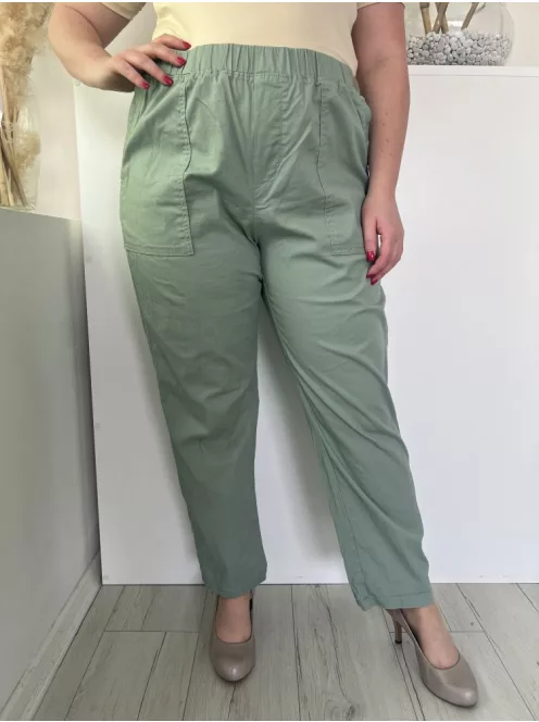Dunnes (L) Zöld Gumisderekú, Zsebes Egyenesszárú Nadrág