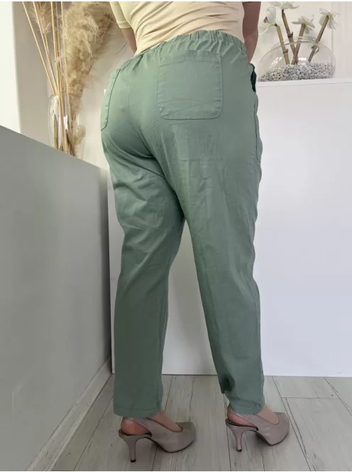 Dunnes (L) Zöld Gumisderekú, Zsebes Egyenesszárú Nadrág
