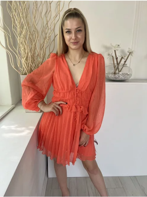 ÚJ Asos (M) Lazac Mellnél Gombos, Anyagában Mintás Bélelt, Gumis Ujjvégű Ruha