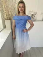 Chi Chi (M) Kék-Fehér Szoknyarésze Pliszírozott Hátul Cipzáros, Tüllbetétes Ruha