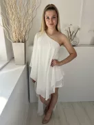 NastyGal (M) Fehér Félvállas, Dupla Anyagú Hátul Hosszított Lepel Anyagú Ruha