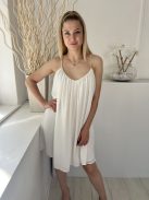 Shein (L) Fehér Dupla Anyagú Hátul Keresztpántos Ruha