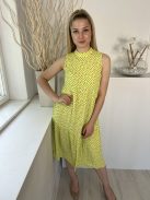 Mango (XS) Sárga Fekete Foltmintás, Hátul Cipzros Fodros Aljú Ruha