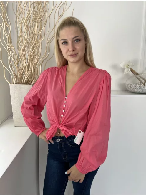 Primark (S) Puncs Színű Elől Gombos, Alul Megkötős Vállán Ráncolt, 100% Pamut Felső