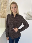 ÚJ Primark (M) Fekete Barna-Fehér Mintás, Elől Végig Gombos Galléros Felső