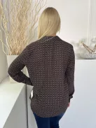 ÚJ Primark (M) Fekete Barna-Fehér Mintás, Elől Végig Gombos Galléros Felső