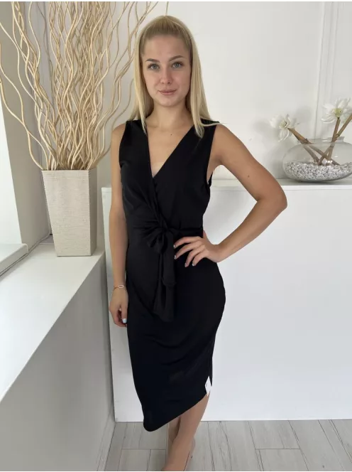 ÚJ Atmosphere (M) Fekete Mellrészén Átlapolt, Oldalt Megkötős Rugalmas Anyagú Ruha