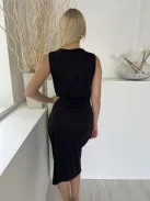 ÚJ Atmosphere (M) Fekete Mellrészén Átlapolt, Oldalt Megkötős Rugalmas Anyagú Ruha