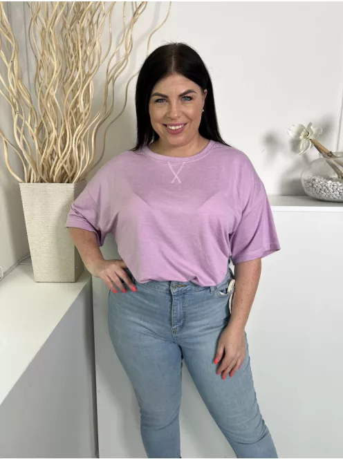 ÚJ Dunnes (L) Lila Rugalmas Anyagú Kerek Nyakú Felső