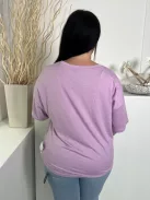 ÚJ Dunnes (L) Lila Rugalmas Anyagú Kerek Nyakú Felső