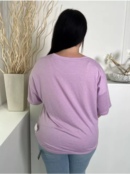 ÚJ Dunnes (L) Lila Rugalmas Anyagú Kerek Nyakú Felső