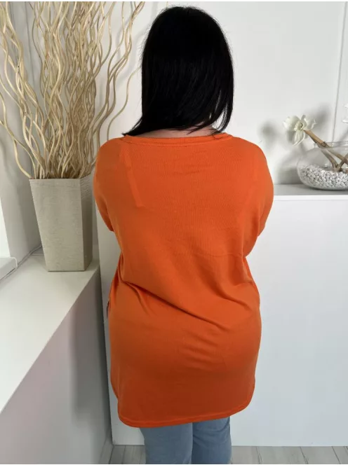 New Look (L) Narancssárga Oldalt Sliccelt Kerek Nyakú Felső