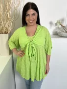 Sophie B (L) Kiwi Színű Mellnél Megkötős Gyűrt, Vékony Anyagú Felső