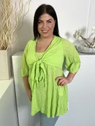 Sophie B (L) Kiwi Színű Mellnél Megkötős Gyűrt, Vékony Anyagú Felső