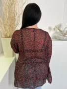 Primark (L) Fekete Apró Rózsamintás, Elől Végig Gombos Enyhén Áttetsző Felső