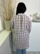 Primark (M) Lila-Barna Kockás, Elől Végig Gombos Kerekített Aljú, Galléros Felső