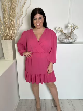   Asos (L) Málna Mellnél Átlapolt, Gumisderekú Fodros Aljú, Gumis Ujjvégű Ruha