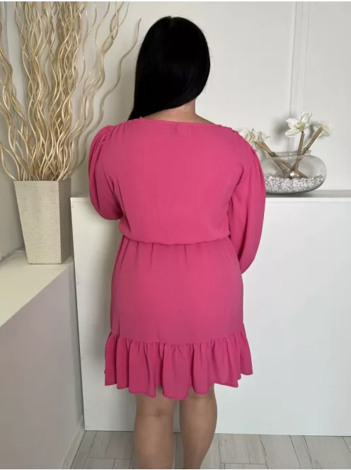 Asos (L) Málna Mellnél Átlapolt, Gumisderekú Fodros Aljú, Gumis Ujjvégű Ruha