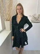 Savida (M) Fekete Apró Virágmintás Derékban Darázsolt Ruha