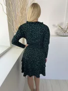 Savida (M) Fekete Apró Virágmintás Derékban Darázsolt Ruha