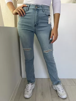   (S) Kék Farmer, Szaggatott Zsebes, Gombos, Cipzáros Nadrág