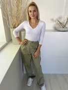Primark (S) Zöld Bőszabású Oldalzsebes, Gumisderekú Nadrág