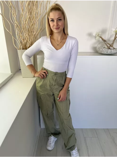 Primark (S) Zöld Bőszabású Oldalzsebes, Gumisderekú Nadrág