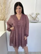 ÚJ Primark (L) Lila Bélelt, Virágmintás Mellnél Díszgombos Ruha