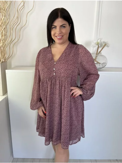 ÚJ Primark (L) Lila Bélelt, Virágmintás Mellnél Díszgombos Ruha