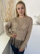 Primark (M) Barna Kötött Lyukmintás, Kereknyakú Felső