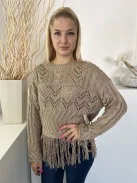 Primark (M) Barna Kötött Lyukmintás, Kereknyakú Felső