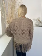 Primark (M) Barna Kötött Lyukmintás, Kereknyakú Felső