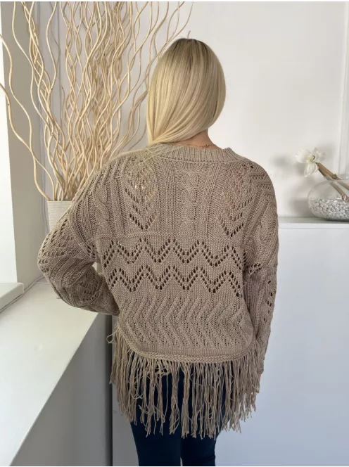 Primark (M) Barna Kötött Lyukmintás, Kereknyakú Felső