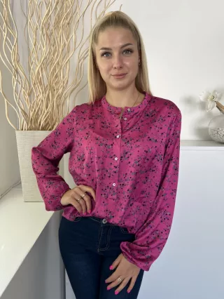   Gallery (M) Lilásrózsaszín Mellig Gombos Fényes Anyagú, Csillagmintás Felső