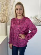 Gallery (M) Lilásrózsaszín Mellig Gombos Fényes Anyagú, Csillagmintás Felső