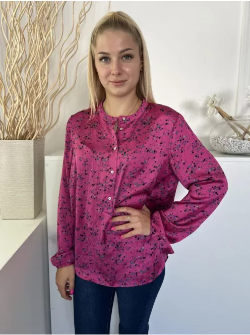 Gallery (M) Lilásrózsaszín Mellig Gombos Fényes Anyagú, Csillagmintás Felső