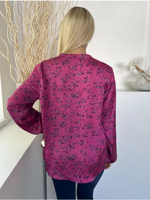 Gallery (M) Lilásrózsaszín Mellig Gombos Fényes Anyagú, Csillagmintás Felső