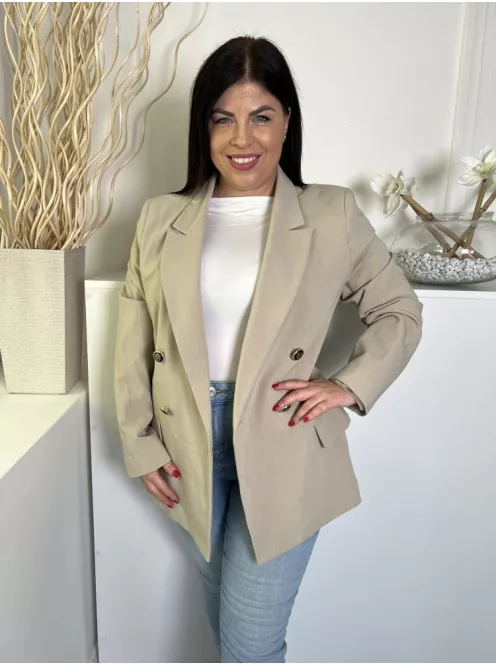 Primark (L) Homokszínű Anyagában Bordázott, Zsebes Elől Gombos, Galléros Kabát