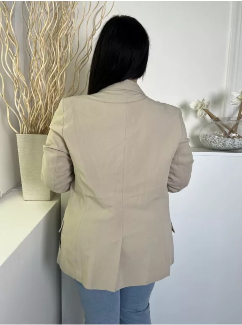 Primark (L) Homokszínű Anyagában Bordázott, Zsebes Elől Gombos, Galléros Kabát