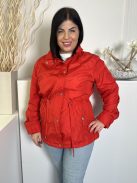 Dunnes (L) Piros Elől Cipzáros, Patentos, Derékban Összehúzható Zsebes Kabát