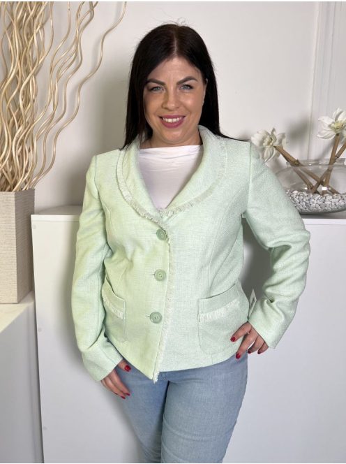 Roman (L) Menta Elől Gombos, Zsebes Rojtos Szegélyű, Buklé Anyagú Kabát