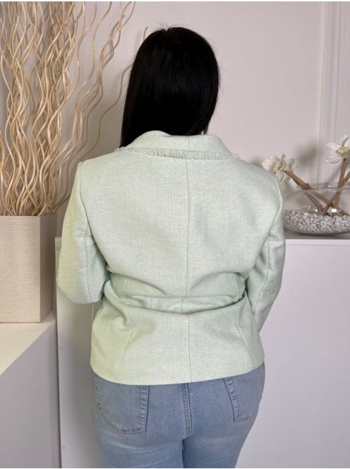 Roman (L) Menta Elől Gombos, Zsebes Rojtos Szegélyű, Buklé Anyagú Kabát