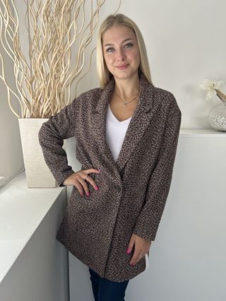   Pull&Bear (M) Cékla-Drapp Anyagában Mintás, Elől Gombos Buklé Anyagú Kabát